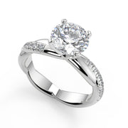 Julianna Pave Twist Infinity Rope Round Cut Diamond Engagement Ring - Nivetta